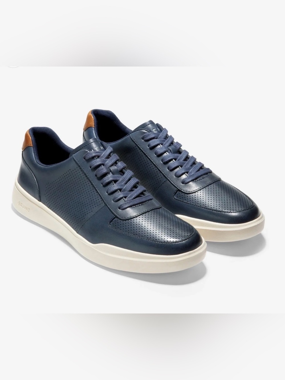 Cole Haan Grand Crosscourt Modern Perf Sneakers Navy Tan 12M